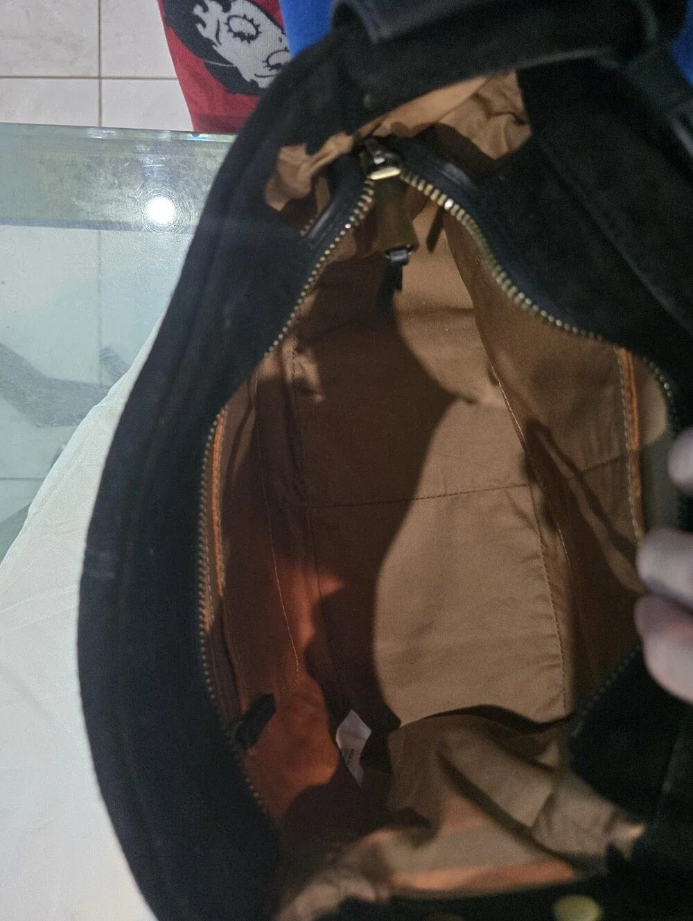 Nwt HOBO Black Suede Hobo Bag with Gold Stud Trim